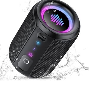 Waterproof Bluetooth Speaker with LED Display - Black